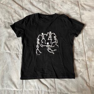 Brandy Melville Dancing Skeletons Baby Tee